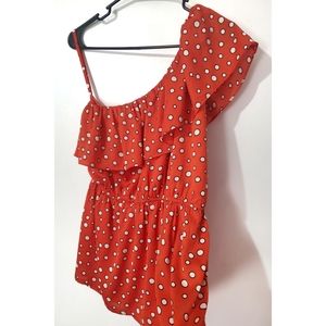Bella Rose - Joy Joy Women's Red Orange Bubbles One Shoulder Top